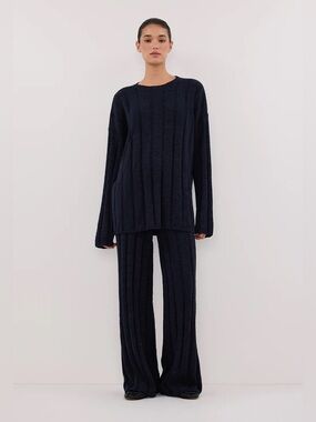 DISSH Jazz Indigo Crew Neck Knit Top Sweater Size Large